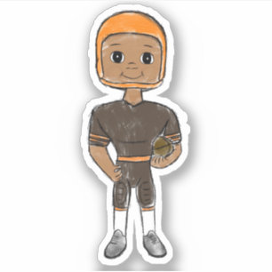 vintage retro voetbalspeler bruin oranje eenvoudig sticker