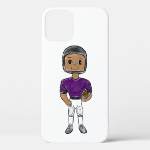 vintage retro voetbalspeler paars zwart eenvoudig Case-Mate iPhone case