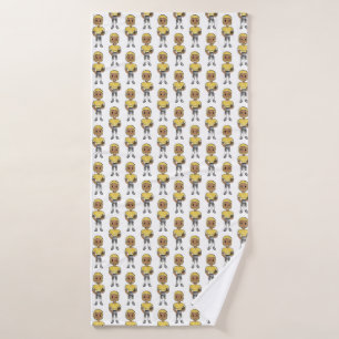 vintage retro voetbalspeler zwart geel eenvoudig badhanddoek
