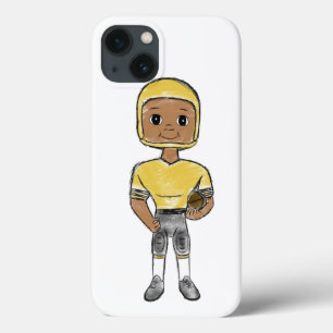 vintage retro voetbalspeler zwart geel eenvoudig Case-Mate iPhone case