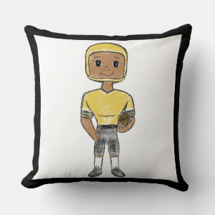 vintage retro voetbalspeler zwart geel eenvoudig  kussen