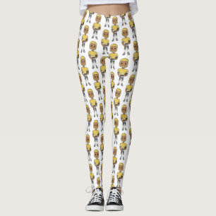 vintage retro voetbalspeler zwart geel eenvoudig leggings