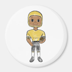 vintage retro voetbalspeler zwart geel eenvoudig magneet