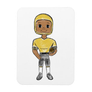 vintage retro voetbalspeler zwart geel eenvoudig magneet