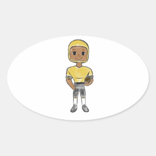 vintage retro voetbalspeler zwart geel eenvoudig  ovale sticker