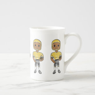 vintage retro voetbalspeler zwart geel eenvoudig porselein kop