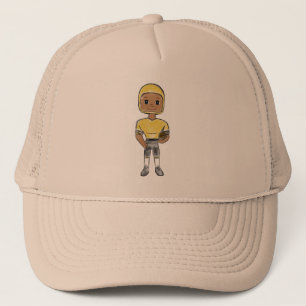 vintage retro voetbalspeler zwart geel eenvoudig trucker pet