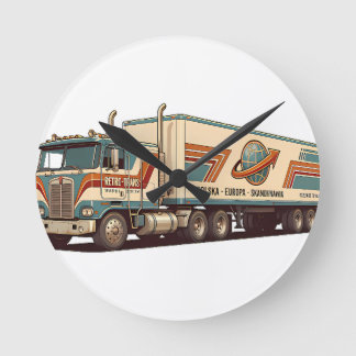 Vintage Retro Vrachtwagen Sierkussen Ronde Klok