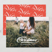 Vintage retro vrolijke Kerstmis Feestdagenkaart (Voorkant / Achterkant)