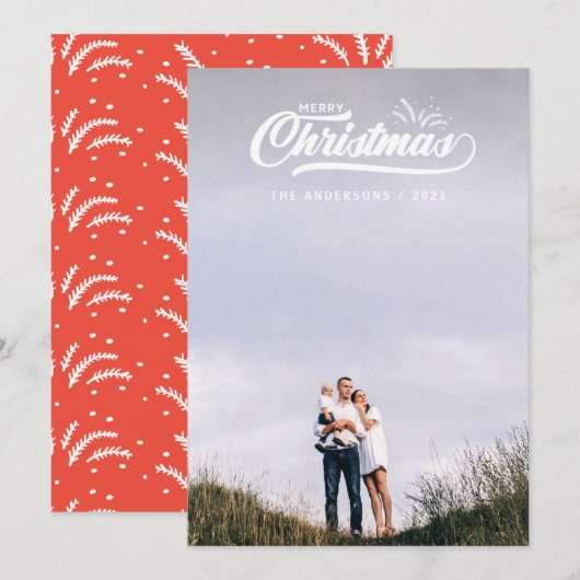 Vintage retro vrolijke Kerstmis Feestdagenkaart (Voorkant / Achterkant)