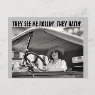 VINTAGE RETRO VROUW IN AUTO FUNNY ANSICHTKAARTEN BRIEFKAART