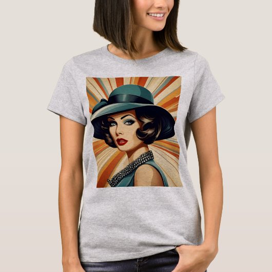 Vintage retro vrouw t-shirt (Voorkant)