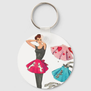 Vintage Retro vrouwen 50s Mode Poodle Skirt Apron Sleutelhanger