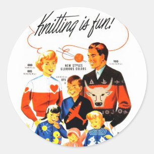 Vintage Retro vrouwen 60 jaar Knitting is leuk! Ronde Sticker