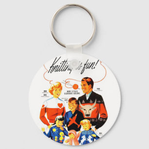 Vintage Retro vrouwen 60 jaar Knitting is leuk! Sleutelhanger