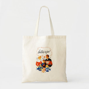 Vintage Retro vrouwen 60 jaar Knitting is leuk! Tote Bag
