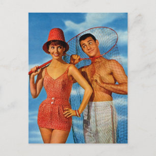 Vintage Retro vrouwen 60 jaar met een parochie Briefkaart