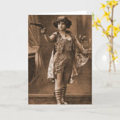 Vintage Retro Vrouwen Sideshow Elly DE Sarto Kaart (Gele Bloem)