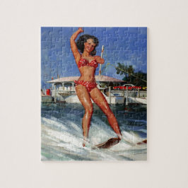 Vintage Retro Water Ski pinup girl Legpuzzel