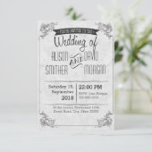 Vintage retro wedding invitation kaart (Staand voorkant)