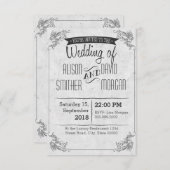 Vintage retro wedding invitation kaart (Voorkant / Achterkant)