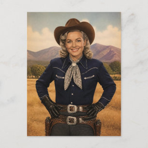 Vintage Retro Western Cowgirl Esthetische Foto Briefkaart