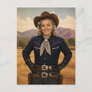Vintage Retro Western Cowgirl Esthetische Foto Briefkaart