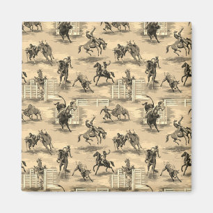 Vintage Retro Western Rodeo Cowboy Magneet
