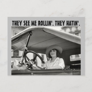 VINTAGE RETRO WOMAN IN CAR FUNNY Postcards Briefkaart