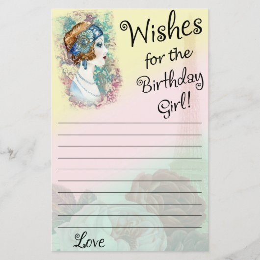 Vintage Retro Woman wenst het verjaardagsmeisje (Voorkant)