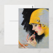 Vintage Retro Women 20s Hollywood Lipstick Girl Briefkaart (Voorkant / Achterkant)
