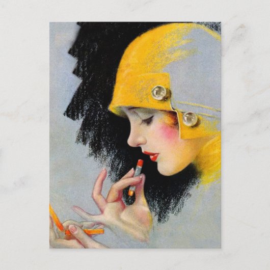 Vintage Retro Women 20s Hollywood Lipstick Girl Briefkaart (Voorkant)