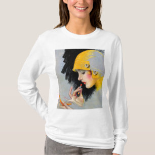 Vintage Retro Women 20s Hollywood Lipstick Girl T-shirt