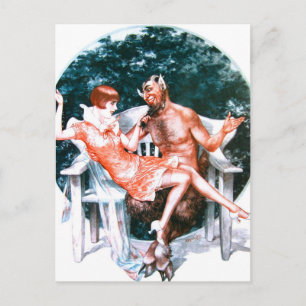 Vintage Retro Women French Devil en The Lady Briefkaart