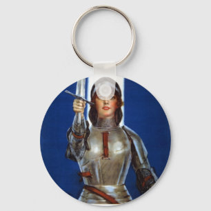 Vintage Retro Women Joan of Arc Saved France Sleutelhanger