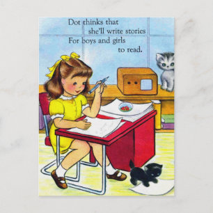 Vintage Retro Women Kitsch Dot denkt dat ze zal sc Briefkaart
