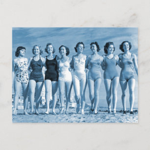 Vintage Retro Women Kitsch Surfing Beach Nuts Briefkaart