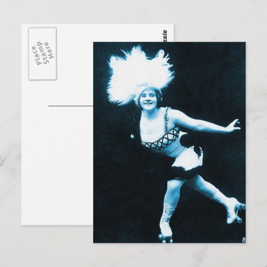 Vintage Retro Women Rollerskating Queen Briefkaart (Voorkant / Achterkant)