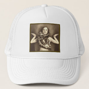 Vintage Retro Women Sideshow Snake Charmer Trucker Pet