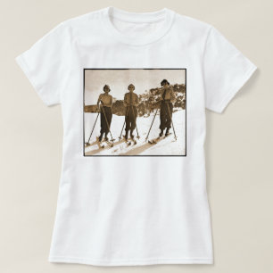Vintage Retro Women Skiing Ski Bums 1942 T-shirt