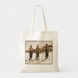 Vintage Retro Women Skiing Ski Bums 1942 Tote Bag