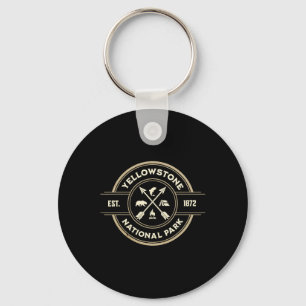 Vintage Retro Yellowstone National Park Wandelen Sleutelhanger