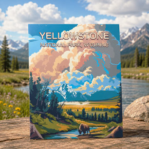 Vintage Retro Yellowstone National Park Wyoming Briefkaart
