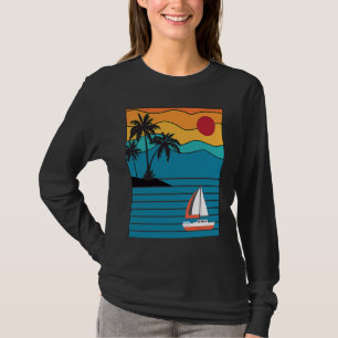 Vintage Retro Zeilboot 80s 70s Stijl Zeilboot T-shirt