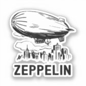 Vintage Retro Zeppelin - Dirigible Luchtballon Sch Sticker (Voorkant)