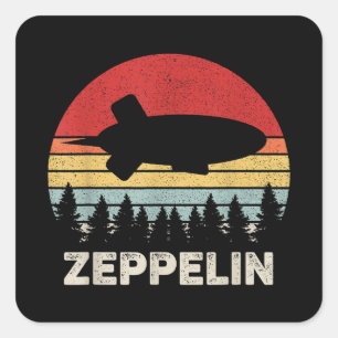 Vintage Retro Zeppelin T-shirt Luchtballon Luchtsc Vierkante Sticker