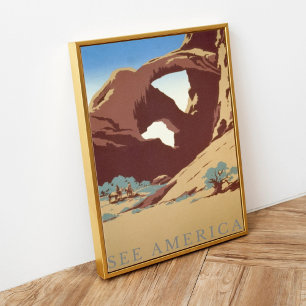 Vintage Retro Zie Amerika Arches National Park Poster