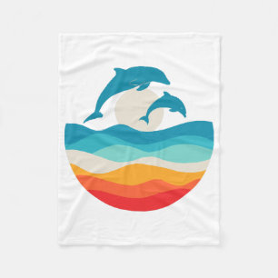 Vintage Retro Zomer Tijd Strand Dolfijn Fleece Deken