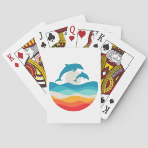Vintage Retro Zomer Tijd Strand Dolfijn Pokerkaarten