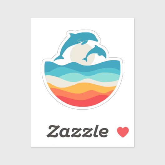 Vintage Retro Zomer Tijd Strand Dolfijn Sticker (Vel)
